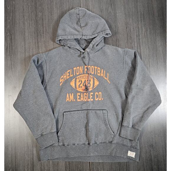 American Eagle Football Hoodie Mens Large Gray Hooded Sweatshirt Y2K Shelton - Picture 1 of 7